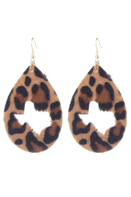 Leopard Teardrop Texas Earrings