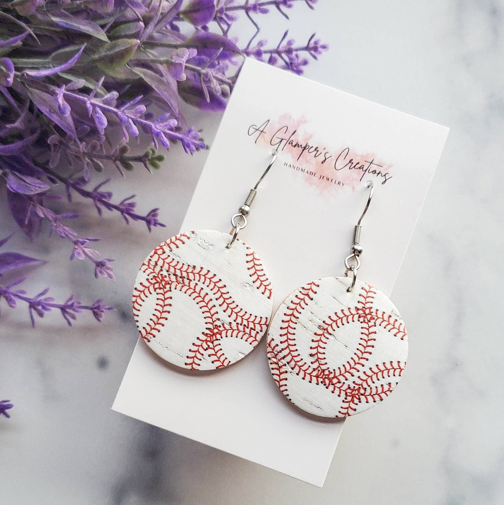 baseball lace earrings