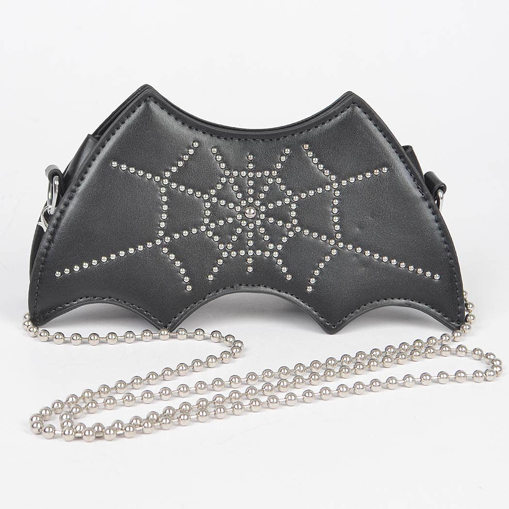 Studded Black Bat Purse Front