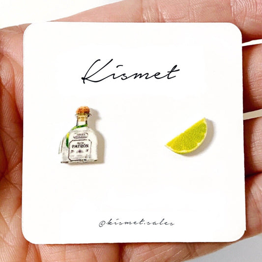 Tequila and Lime Stud Earrings front