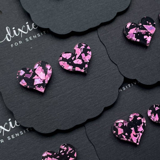 pink confetti stud earrings valentine's day