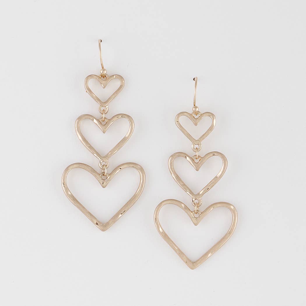 Golden Chain Heart Earrings