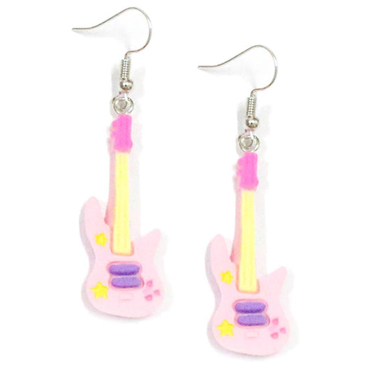 Pink Electric Guitar Earrings