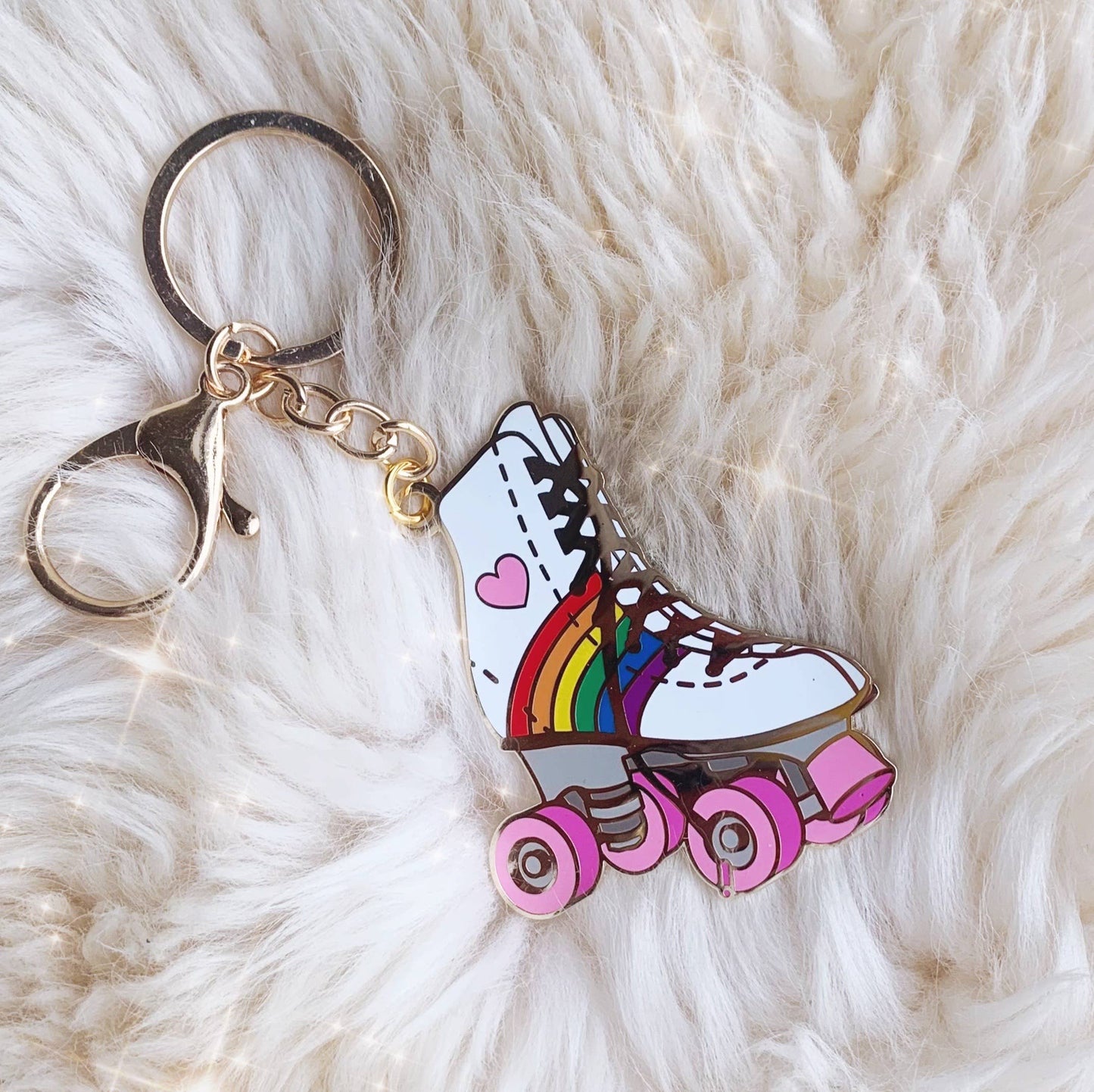 Rainbow Roller Skate Enamel Keychain