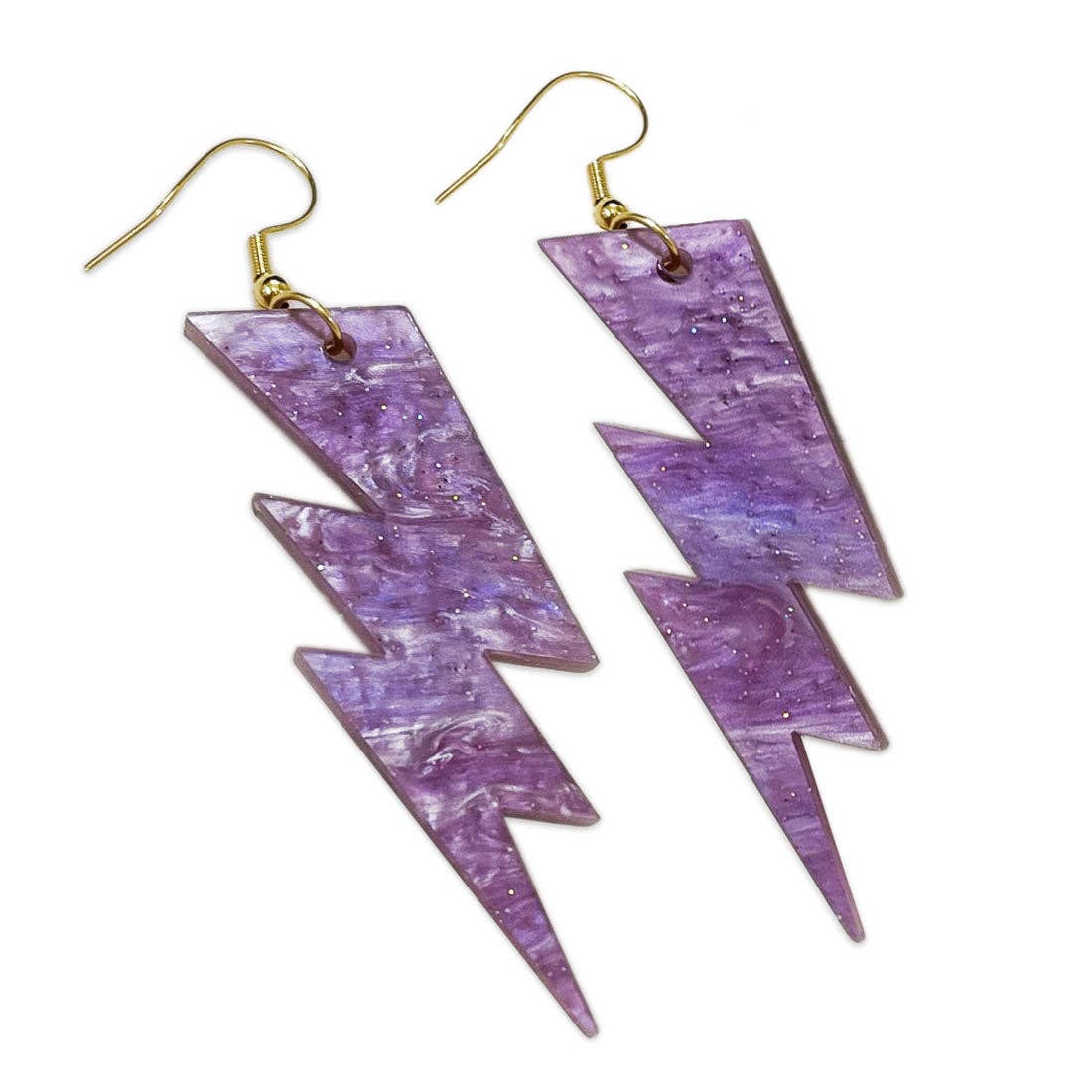 Purple Swirl Acrylic Lightning Bolt Earrings