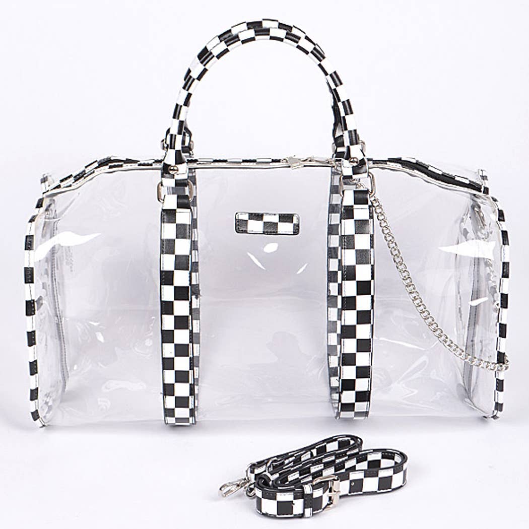 Clear Checker Print Duffle Bag