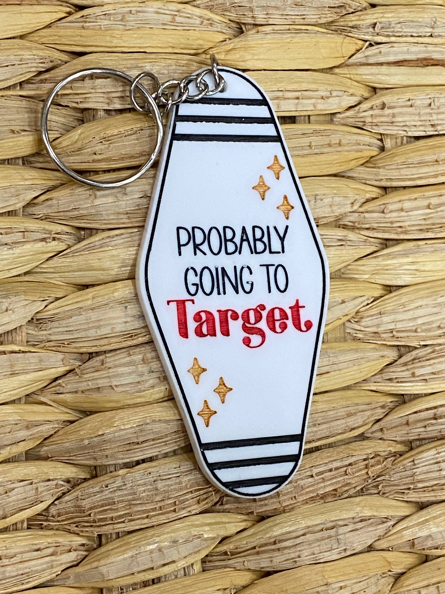 "Probably Going to Target" Retro Motel Keychain