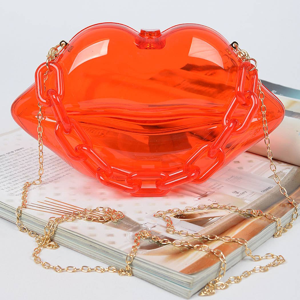 Transparent Lip Purse Red