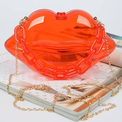 Transparent Lip Purse Red