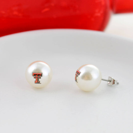 Texas Tech Pearl Stud Earrings