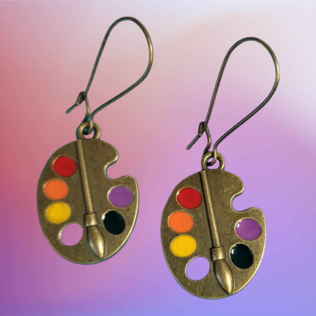 bronze paint palette earrings
