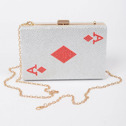 ace of diamonds bedazzled purse clutch front