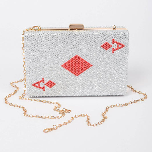 ace of diamonds bedazzled purse clutch front