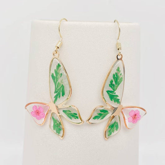 Pressed Flower Butterfly Earrings