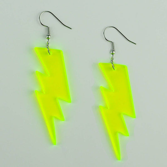 Neon Yellow Lightning Bolt Earrings