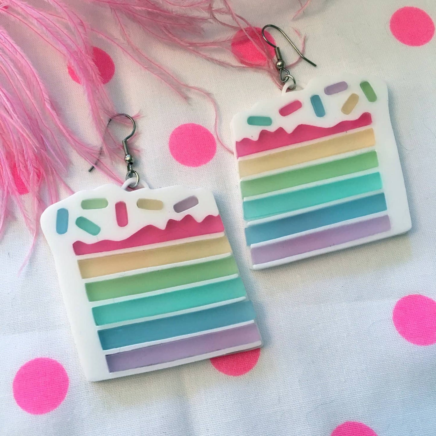 Pastel Rainbow Layered Cake Earrings