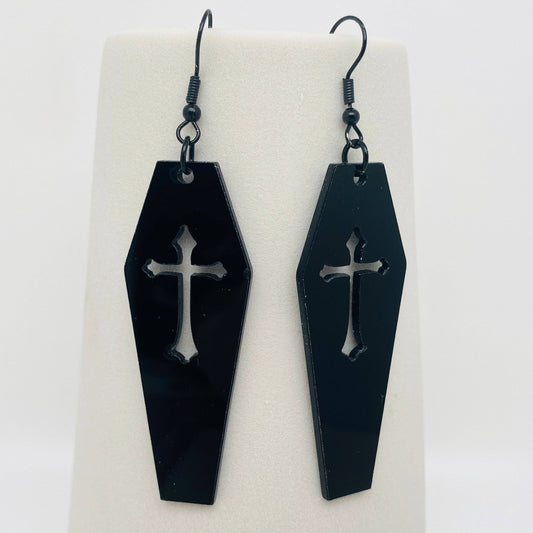 Vampire Coffin w/ Cross Earrings