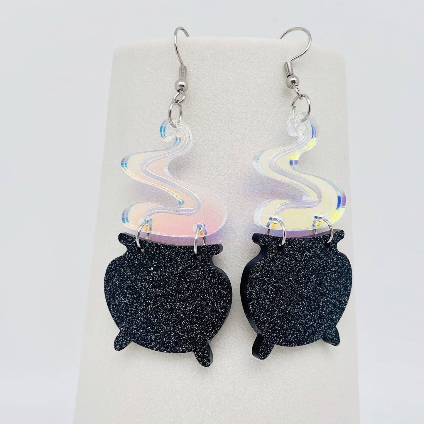 Smoky Glitter Cauldron Earrings