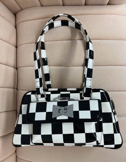 Black and White Checkered Galaxy Purse