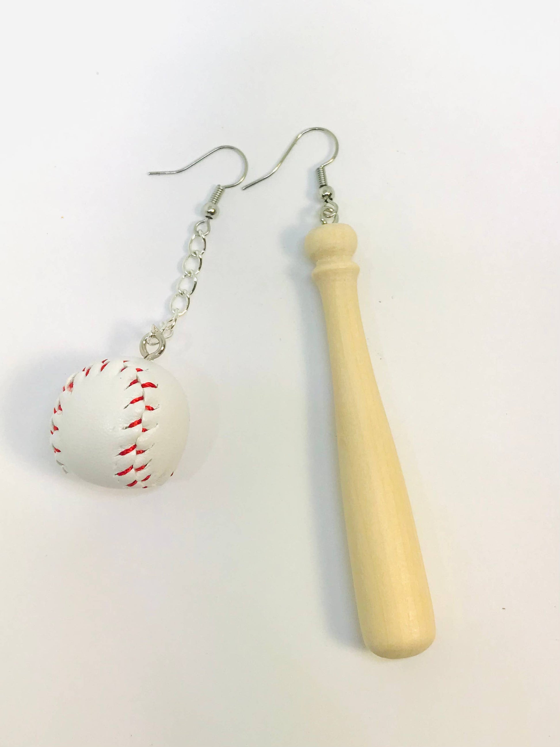 baseball and bat earrings