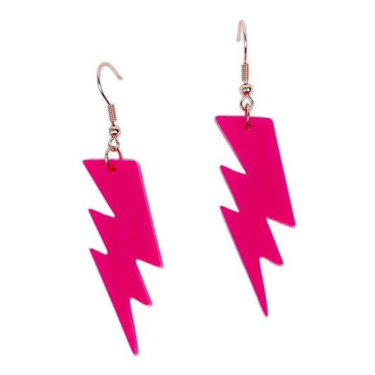 Hot Pink Acrylic Lightning Bolt Earrings