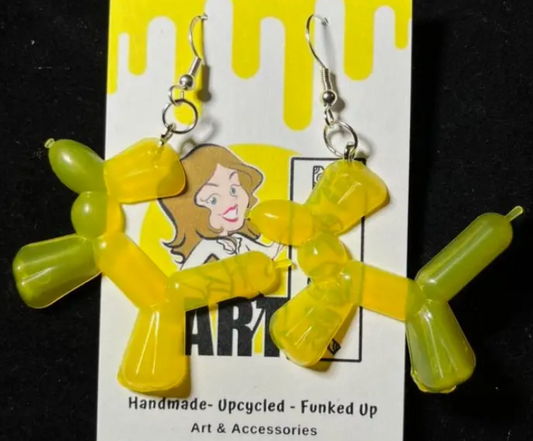 yellow balloon animal earrings large