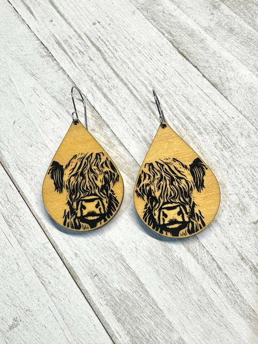 Highland Cow Teardrop Earrings