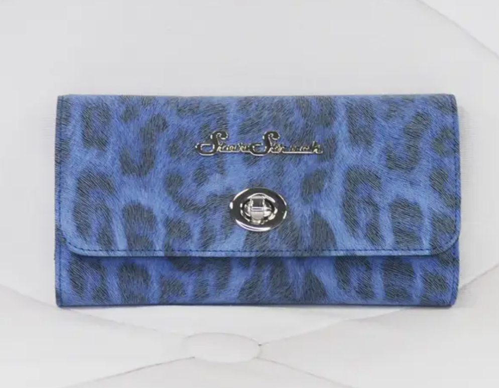 Leopard Tri-Fold Wallet Blue