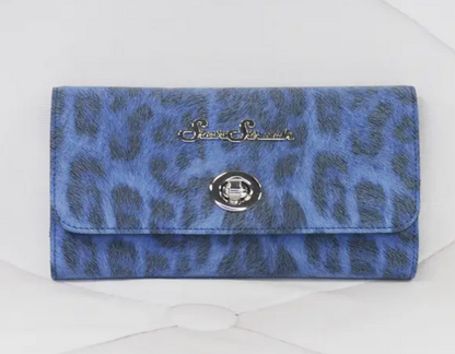 Leopard Tri-Fold Wallet Blue