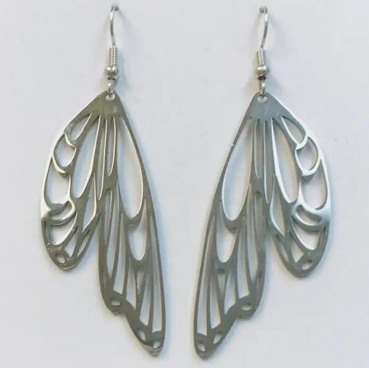 Silver Butterfly Wing Earrings
