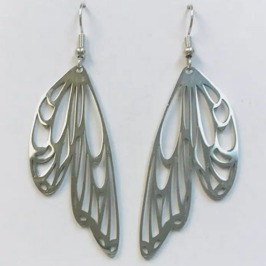 Silver Butterfly Wing Earrings