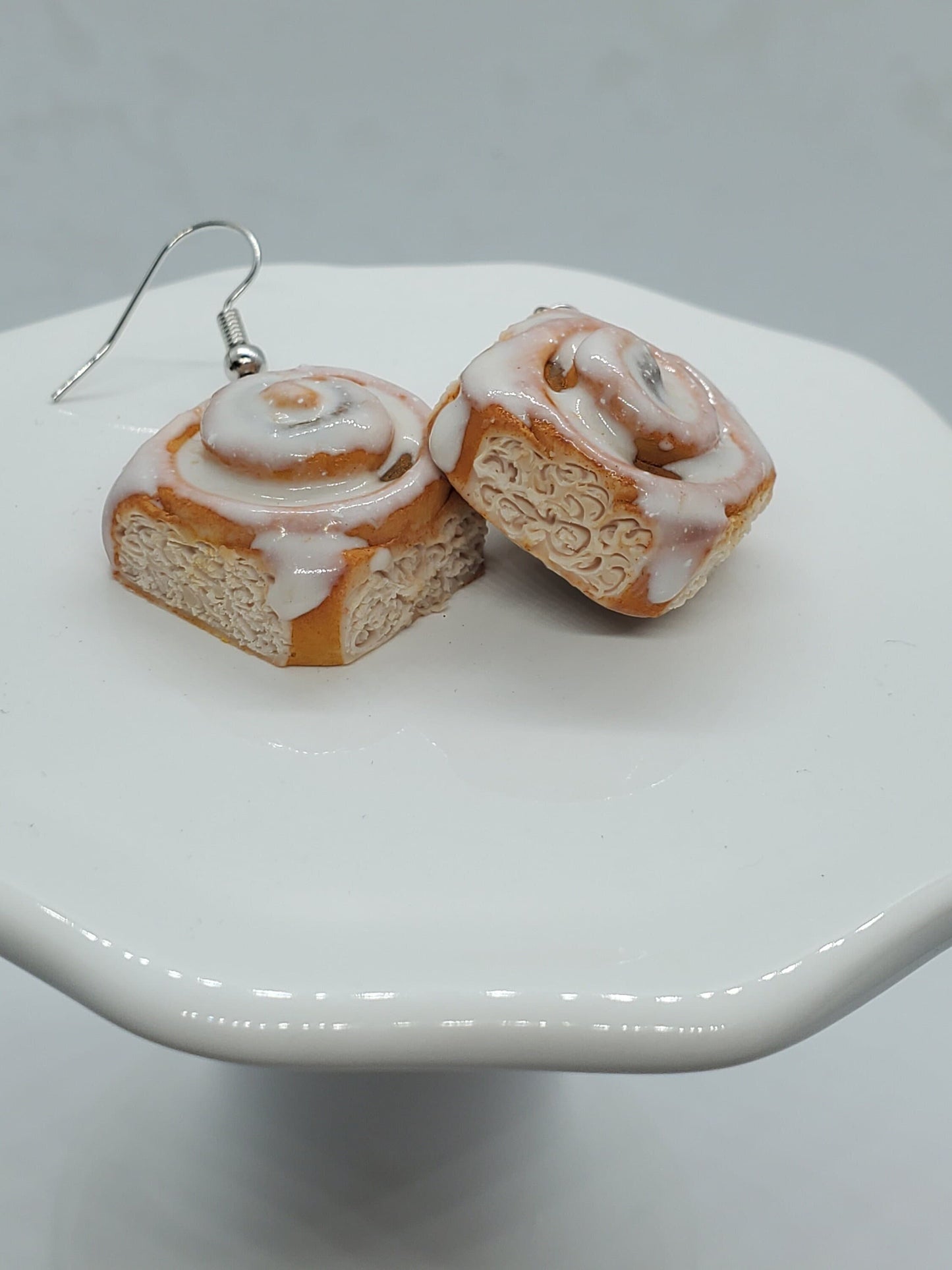 Realistic Cinnamon Roll Earrings Leaning