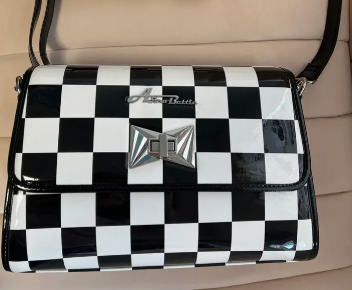 Black and White Checkered Purse Front