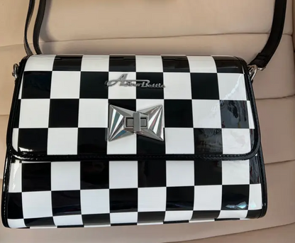 Black and White Checkered Purse Front