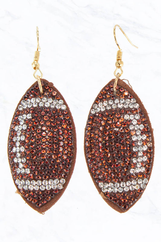 Suede Crystal Football Earrings