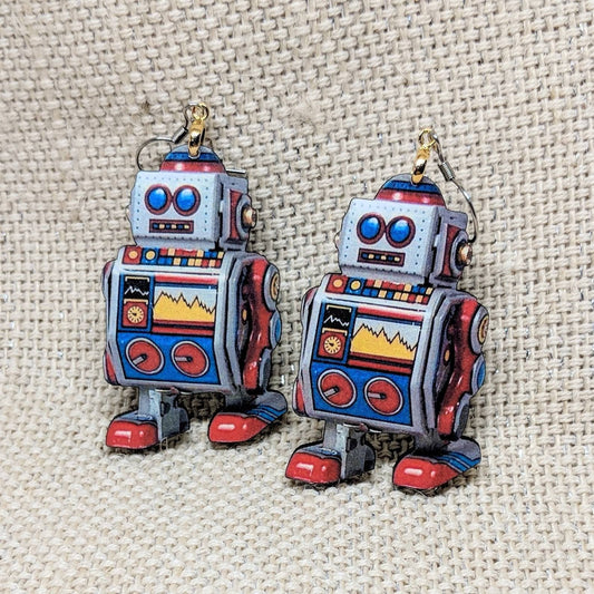 Retro Toy Robot Earrings