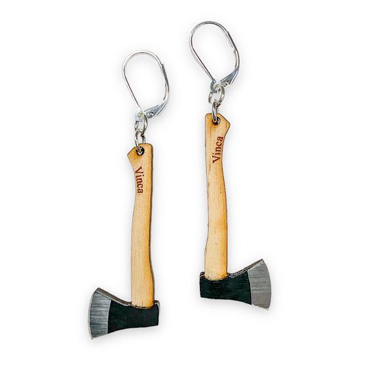 Wood Axe Dangle Earrings