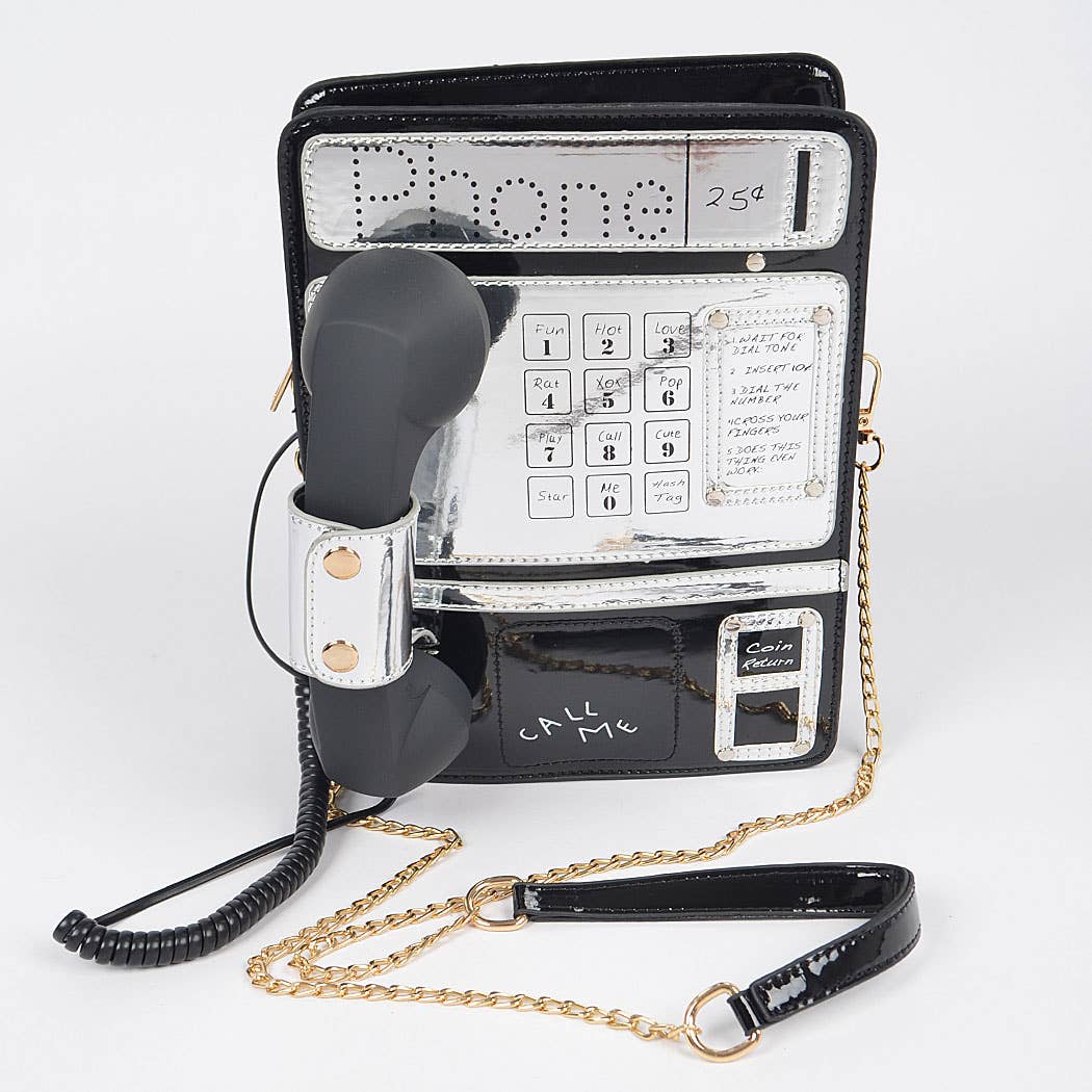 Black Payphone Purse Front