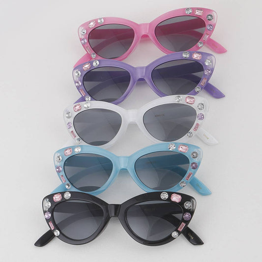 Children's Retro Jeweled Cat Eye Sunglasses