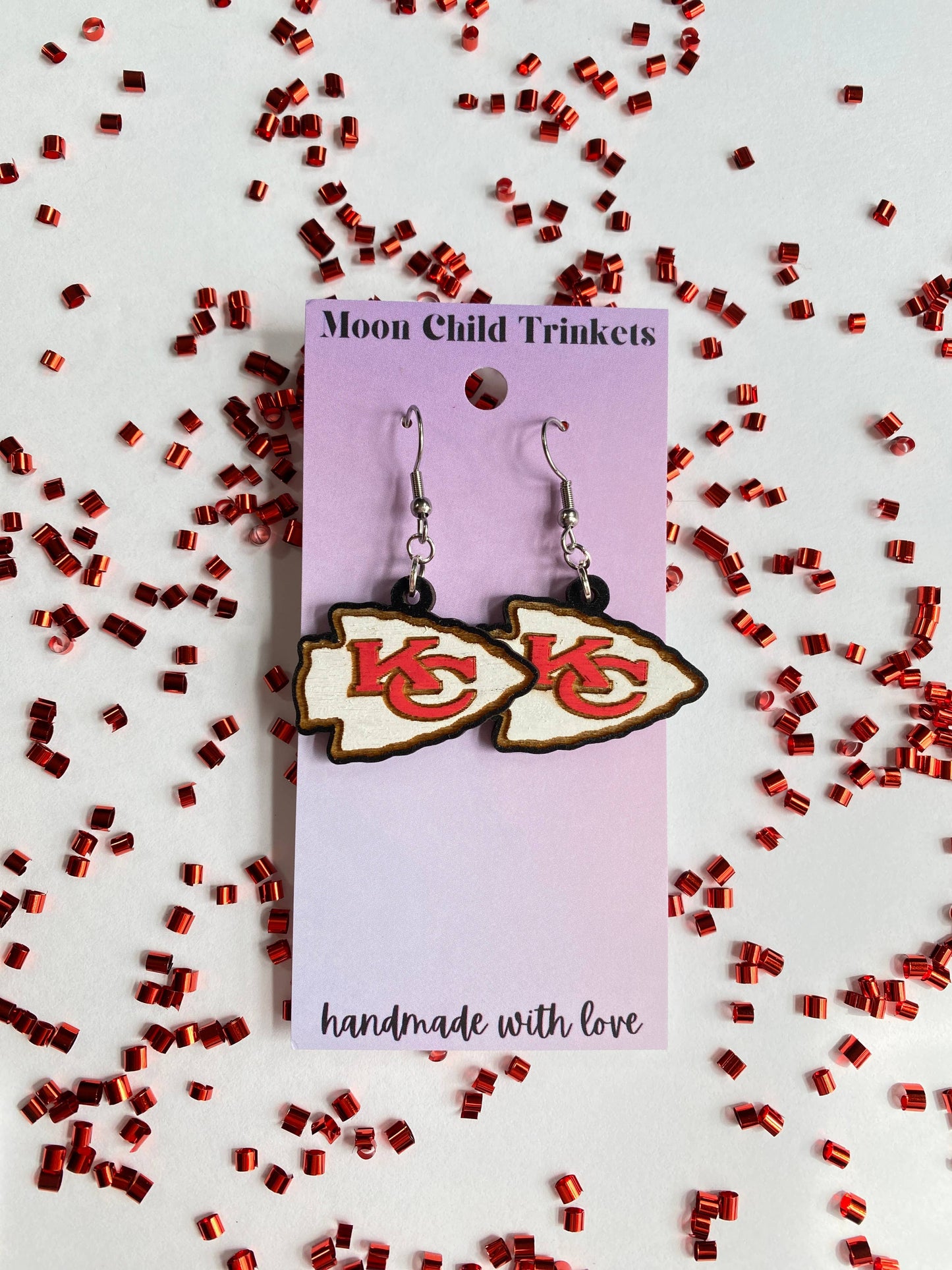 Wooden KC Chiefs Logo Earrings