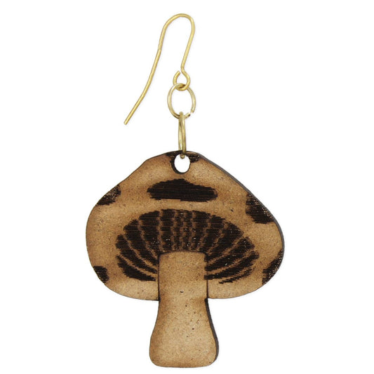 realistic wooden mushroom earring