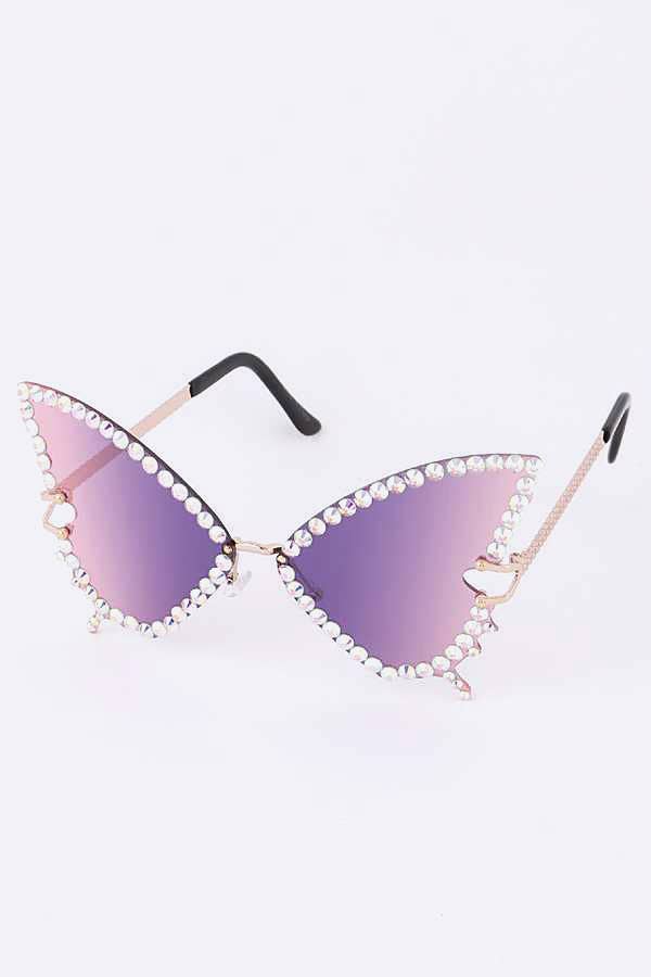 Crystal Butterfly Rimless Sunglasses