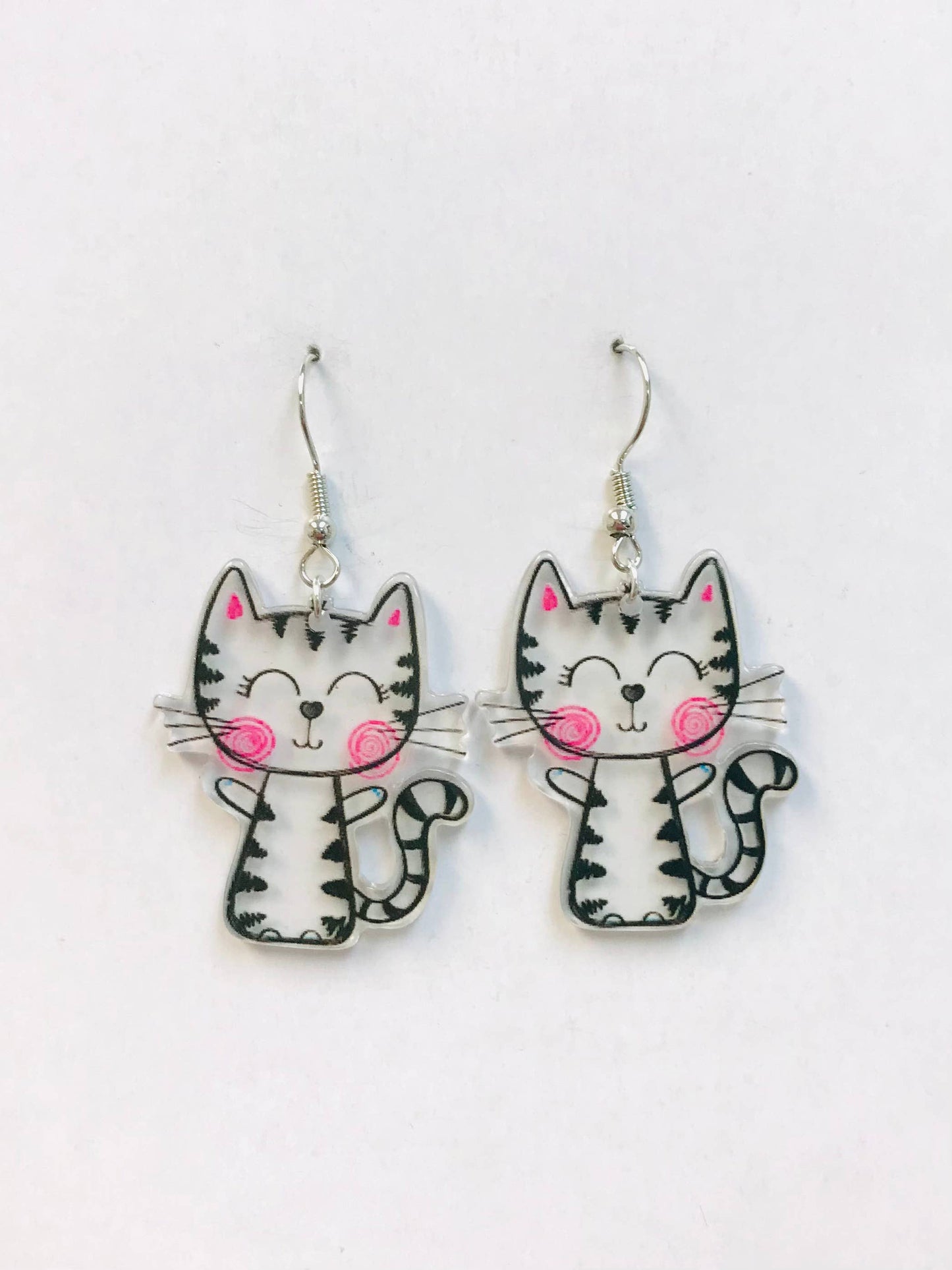 Clear Happy Cat Earrings