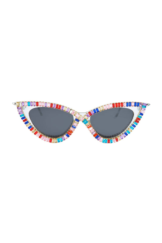 Pointed Rainbow Rhinestone Sunglasses