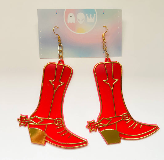 Red Cowboy Boots Earrings