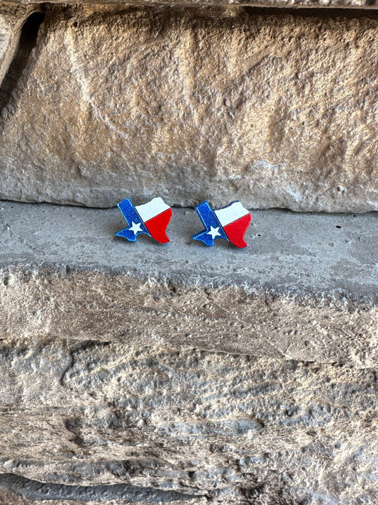 Texas Flag Texas-Shaped Earrings