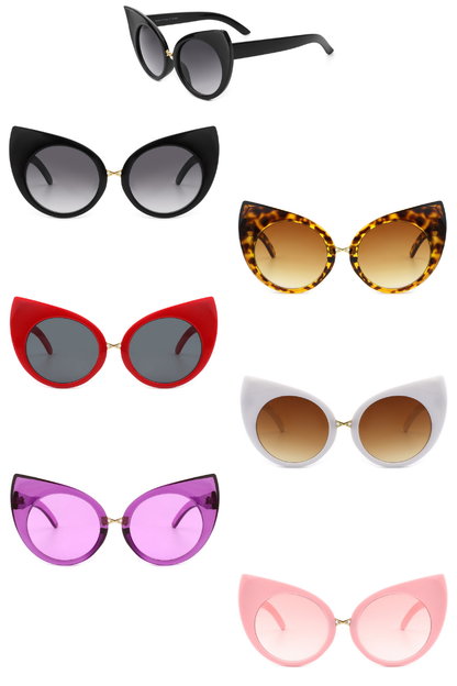 Retro High Pointed Oversize Fashion Cat Eye Sunglasses