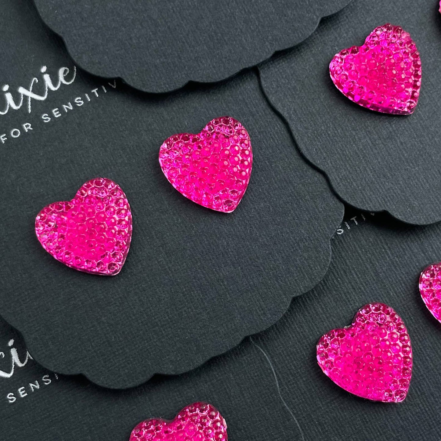 Pink Honeycomb Heart Stud Earrings