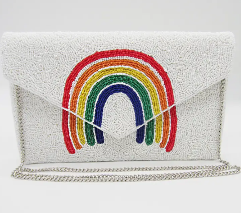 Rainbow Beaded Clutch