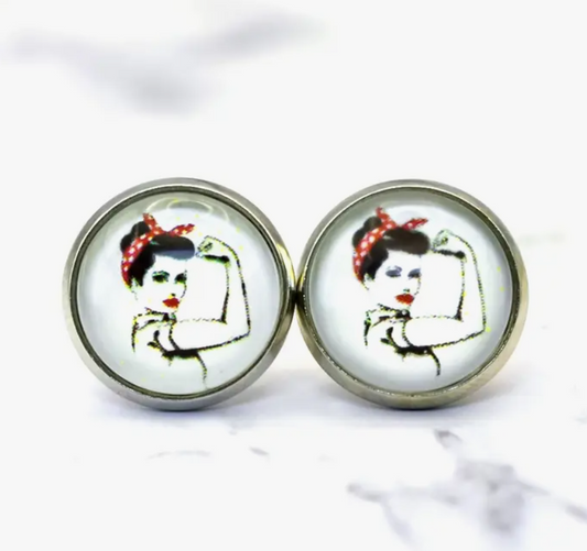 Rosie the Riveter Stud Earrings